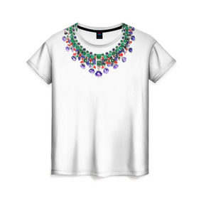 Женская футболка 3D с принтом Ожерелье в Курске, 100% полиэфир ( синтетическое хлопкоподобное полотно) | прямой крой, круглый вырез горловины, длина до линии бедер | 