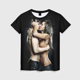Женская футболка 3D с принтом Чувства в Курске, 100% полиэфир ( синтетическое хлопкоподобное полотно) | прямой крой, круглый вырез горловины, длина до линии бедер | девушка | любовь | парень | поцелуй | страсть | торс | фото | чувства