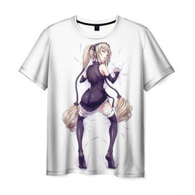 Мужская футболка 3D с принтом Девушка на груди в Курске, 100% полиэфир | прямой крой, круглый вырез горловины, длина до линии бедер | анимэ | висит | девушка | на груди