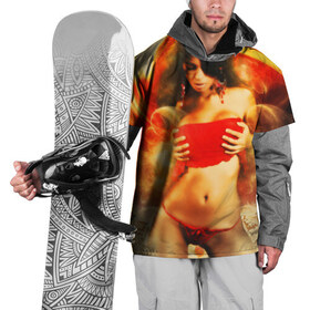 Накидка на куртку 3D с принтом Огненная девушка в Курске, 100% полиэстер |  | Тематика изображения на принте: брюнетка | ветер | вихрь | девушка | красный | огненная | огонь | страсть