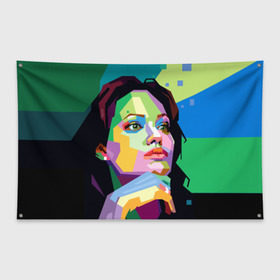 Флаг-баннер с принтом Анджелина Джоли в Курске, 100% полиэстер | размер 67 х 109 см, плотность ткани — 95 г/м2; по краям флага есть четыре люверса для крепления | angelina jolie | актриса | анджелина джоли | звезда | знаменитость | кино | поп арт | символ