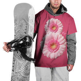 Накидка на куртку 3D с принтом Гарберы в Курске, 100% полиэстер |  | 8 марта | гарберы | день | женский | международный | праздник | розовые | цветы