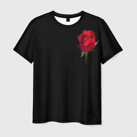 Мужская футболка 3D с принтом Розы за спиной в Курске, 100% полиэфир | прямой крой, круглый вырез горловины, длина до линии бедер | за спиной | любовь | подарок | роза | розы | сюрприз | цветы | чувства