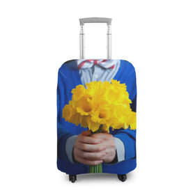 Чехол для чемодана 3D с принтом Цветы в руках в Курске, 86% полиэфир, 14% спандекс | двустороннее нанесение принта, прорези для ручек и колес | бабочка