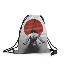 Рюкзак-мешок 3D с принтом Самурай 1 в Курске, 100% полиэстер | плотность ткани — 200 г/м2, размер — 35 х 45 см; лямки — толстые шнурки, застежка на шнуровке, без карманов и подкладки | борьба | воин | единоборства | путь воина | самураи | самурай