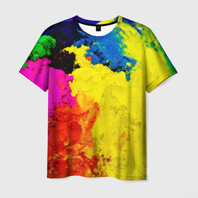Мужская футболка 3D с принтом Индуистский фестиваль красок в Курске, 100% полиэфир | прямой крой, круглый вырез горловины, длина до линии бедер | festival | festival of colors | holi | весны | индия | индуистский фестиваль | краски | красок | холи