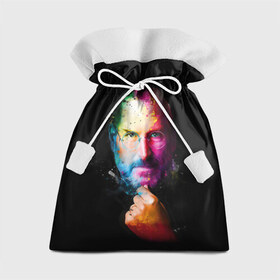 Подарочный 3D мешок с принтом Стив Джобс в Курске, 100% полиэстер | Размер: 29*39 см | Тематика изображения на принте: apple | знаменитость | лидер | очки | поп арт | портрет | рука | стив джобс | яблоко