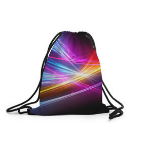 Рюкзак-мешок 3D с принтом Лучи в Курске, 100% полиэстер | плотность ткани — 200 г/м2, размер — 35 х 45 см; лямки — толстые шнурки, застежка на шнуровке, без карманов и подкладки | кислотный | лучи | обстракция | радуга | свет | спектр | цвет | цвета | яркие