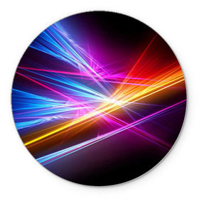 Коврик круглый с принтом Лучи в Курске, резина и полиэстер | круглая форма, изображение наносится на всю лицевую часть | кислотный | лучи | обстракция | радуга | свет | спектр | цвет | цвета | яркие
