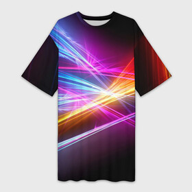 Платье-футболка 3D с принтом Лучи в Курске,  |  | кислотный | лучи | обстракция | радуга | свет | спектр | цвет | цвета | яркие