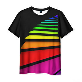 Мужская футболка 3D с принтом Лестница в Курске, 100% полиэфир | прямой крой, круглый вырез горловины, длина до линии бедер | лестница | радуга | спектр | цвет | цвета | яркие