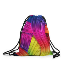Рюкзак-мешок 3D с принтом Абстракция в Курске, 100% полиэстер | плотность ткани — 200 г/м2, размер — 35 х 45 см; лямки — толстые шнурки, застежка на шнуровке, без карманов и подкладки | кислотный | обстракция | радуга | свет | спектр | цвет | цвета | яркие