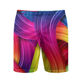 Мужские шорты 3D спортивные с принтом Абстракция в Курске,  |  | кислотный | обстракция | радуга | свет | спектр | цвет | цвета | яркие