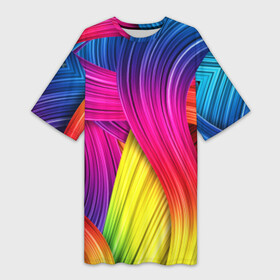 Платье-футболка 3D с принтом Абстракция в Курске,  |  | кислотный | обстракция | радуга | свет | спектр | цвет | цвета | яркие