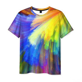 Мужская футболка 3D с принтом Абстракция в Курске, 100% полиэфир | прямой крой, круглый вырез горловины, длина до линии бедер | кислотный | обстракция | радуга | свет | спектр | цвет | цвета | яркие
