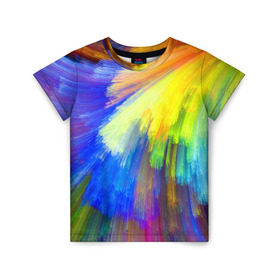 Детская футболка 3D с принтом Абстракция в Курске, 100% гипоаллергенный полиэфир | прямой крой, круглый вырез горловины, длина до линии бедер, чуть спущенное плечо, ткань немного тянется | кислотный | обстракция | радуга | свет | спектр | цвет | цвета | яркие