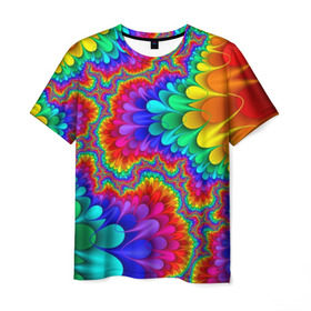 Мужская футболка 3D с принтом Узор в Курске, 100% полиэфир | прямой крой, круглый вырез горловины, длина до линии бедер | Тематика изображения на принте: кислотный | обстракция | радуга | свет | спектр | узор | цвет | цвета | яркие