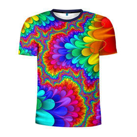 Мужская футболка 3D спортивная с принтом Узор в Курске, 100% полиэстер с улучшенными характеристиками | приталенный силуэт, круглая горловина, широкие плечи, сужается к линии бедра | кислотный | обстракция | радуга | свет | спектр | узор | цвет | цвета | яркие