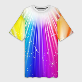 Платье-футболка 3D с принтом Солнце в Курске,  |  | обстракция | радуга | свет | солнце | спектр | цвет | цвета | яркие