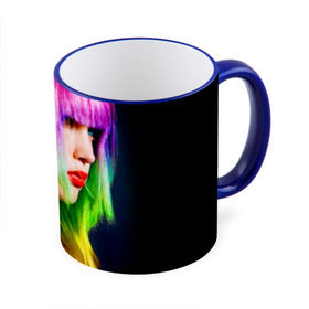 Кружка 3D с принтом Девушка радуга в Курске, керамика | ёмкость 330 мл | волосы | губы | девушка | красные | радуга | спектр | цвет | цвета | яркие