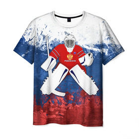 Мужская футболка 3D с принтом Хоккей 1 в Курске, 100% полиэфир | прямой крой, круглый вырез горловины, длина до линии бедер | nhl | нхл | хоккеист | хоккей