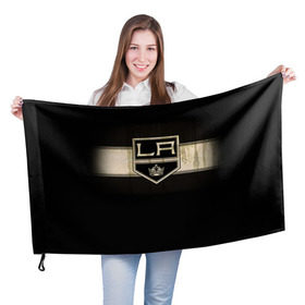 Флаг 3D с принтом Лос-Анджелес Кингз в Курске, 100% полиэстер | плотность ткани — 95 г/м2, размер — 67 х 109 см. Принт наносится с одной стороны | nhl | лос анджелес кингз | нхл | хоккеист | хоккей