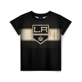 Детская футболка 3D с принтом Лос-Анджелес Кингз в Курске, 100% гипоаллергенный полиэфир | прямой крой, круглый вырез горловины, длина до линии бедер, чуть спущенное плечо, ткань немного тянется | nhl | лос анджелес кингз | нхл | хоккеист | хоккей