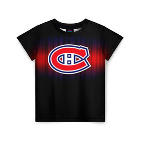 Детская футболка 3D с принтом Монреаль Канадиенс в Курске, 100% гипоаллергенный полиэфир | прямой крой, круглый вырез горловины, длина до линии бедер, чуть спущенное плечо, ткань немного тянется | Тематика изображения на принте: nhl | монреаль канадиенс | нхл | хоккеист | хоккей