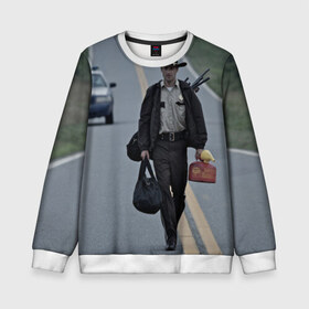 Детский свитшот 3D с принтом Рик Граймс в Курске, 100% полиэстер | свободная посадка, прямой крой, мягкая тканевая резинка на рукавах и понизу свитшота | зомби