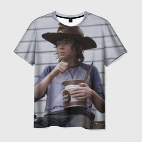 Мужская футболка 3D с принтом Карл Граймс в Курске, 100% полиэфир | прямой крой, круглый вырез горловины, длина до линии бедер | Тематика изображения на принте: зомби