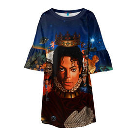 Детское платье 3D с принтом Michael Jackson в Курске, 100% полиэстер | прямой силуэт, чуть расширенный к низу. Круглая горловина, на рукавах — воланы | майкл джексон