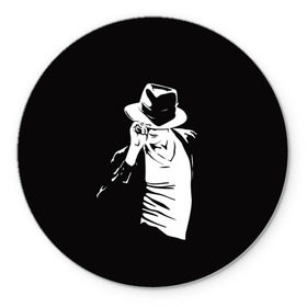 Коврик круглый с принтом Michael Jackson в Курске, резина и полиэстер | круглая форма, изображение наносится на всю лицевую часть | майкл джексон