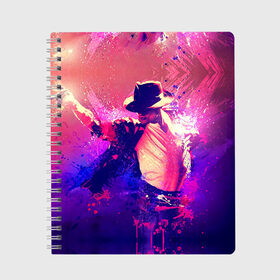 Тетрадь с принтом Michael Jackson в Курске, 100% бумага | 48 листов, плотность листов — 60 г/м2, плотность картонной обложки — 250 г/м2. Листы скреплены сбоку удобной пружинной спиралью. Уголки страниц и обложки скругленные. Цвет линий — светло-серый
 | Тематика изображения на принте: джексон | майкл