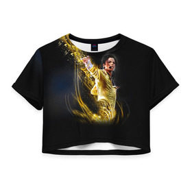 Женская футболка 3D укороченная с принтом Michael Jackson в Курске, 100% полиэстер | круглая горловина, длина футболки до линии талии, рукава с отворотами | майкл джексон