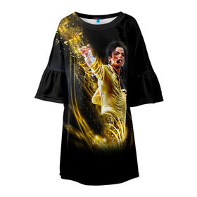 Детское платье 3D с принтом Michael Jackson в Курске, 100% полиэстер | прямой силуэт, чуть расширенный к низу. Круглая горловина, на рукавах — воланы | майкл джексон