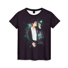 Женская футболка 3D с принтом Michael Jackson в Курске, 100% полиэфир ( синтетическое хлопкоподобное полотно) | прямой крой, круглый вырез горловины, длина до линии бедер | майкл джексон