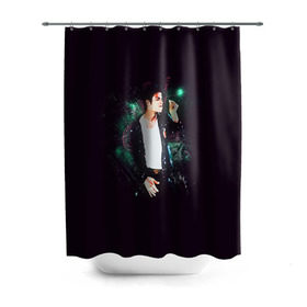 Штора 3D для ванной с принтом Michael Jackson в Курске, 100% полиэстер | плотность материала — 100 г/м2. Стандартный размер — 146 см х 180 см. По верхнему краю — пластиковые люверсы для креплений. В комплекте 10 пластиковых колец | майкл джексон