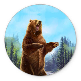 Коврик круглый с принтом Русский медведь в Курске, резина и полиэстер | круглая форма, изображение наносится на всю лицевую часть | гитара