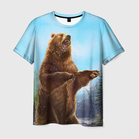 Мужская футболка 3D с принтом Русский медведь в Курске, 100% полиэфир | прямой крой, круглый вырез горловины, длина до линии бедер | гитара