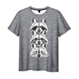 Мужская футболка 3D с принтом Еноты в Курске, 100% полиэфир | прямой крой, круглый вырез горловины, длина до линии бедер | Тематика изображения на принте: енот