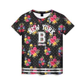 Женская футболка 3D с принтом NEW YORK в Курске, 100% полиэфир ( синтетическое хлопкоподобное полотно) | прямой крой, круглый вырез горловины, длина до линии бедер | new | ny | swag | york | йорк | мода | нью | свэг