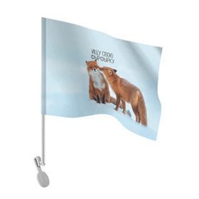Флаг для автомобиля с принтом Ищу фырфырку в Курске, 100% полиэстер | Размер: 30*21 см | лиса