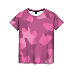 Женская футболка 3D с принтом Розовый камуфляж в Курске, 100% полиэфир ( синтетическое хлопкоподобное полотно) | прямой крой, круглый вырез горловины, длина до линии бедер | army | military | армия
