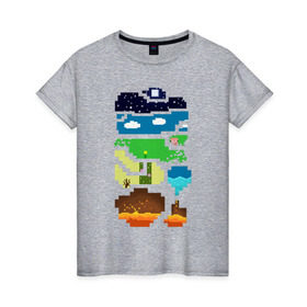 Женская футболка хлопок с принтом Minecraft world в Курске, 100% хлопок | прямой крой, круглый вырез горловины, длина до линии бедер, слегка спущенное плечо | minecraft мир.minecraft | world | майнкрафт | мир
