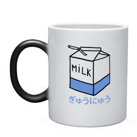 Кружка хамелеон с принтом milk в Курске, керамика | меняет цвет при нагревании, емкость 330 мл | Тематика изображения на принте: milk | milkman | moloko | коробка | молоко | напиток | тетрапак