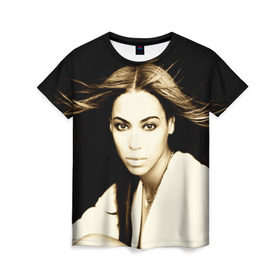 Женская футболка 3D с принтом Beyonce в Курске, 100% полиэфир ( синтетическое хлопкоподобное полотно) | прямой крой, круглый вырез горловины, длина до линии бедер | beyonce | бейонсе | музыка