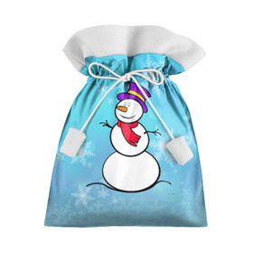 Подарочный 3D мешок с принтом Снеговик в Курске, 100% полиэстер | Размер: 29*39 см | Тематика изображения на принте: новый год | снеговик