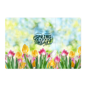 Магнитный плакат 3Х2 с принтом Весна в моем сердце в Курске, Полимерный материал с магнитным слоем | 6 деталей размером 9*9 см | Тематика изображения на принте: heart | весенний макет с тюльпанами поднимет настроение вам и окружающимspring | весна | сердце | тюльпан | цветы