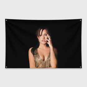 Флаг-баннер с принтом Анжелина Джоли в Курске, 100% полиэстер | размер 67 х 109 см, плотность ткани — 95 г/м2; по краям флага есть четыре люверса для крепления | angelina jolie | американская актриса | анжелина джоли | режиссёр | фотомодель | ценарист