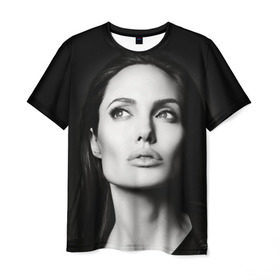 Мужская футболка 3D с принтом Анжелина Джоли в Курске, 100% полиэфир | прямой крой, круглый вырез горловины, длина до линии бедер | angelina jolie | американская актриса | анжелина джоли | режиссёр | фотомодель | ценарист